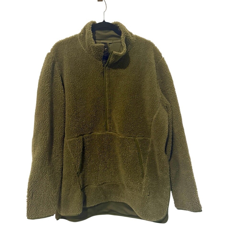 Nike Yoga Pinnacle Sherpa Fleece Half-Zip Pullover Jacket Olive Green